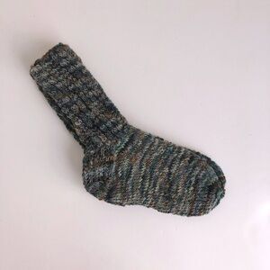 NWOT Hand knit wool blend blue and brown socks US women's size 6 - 9